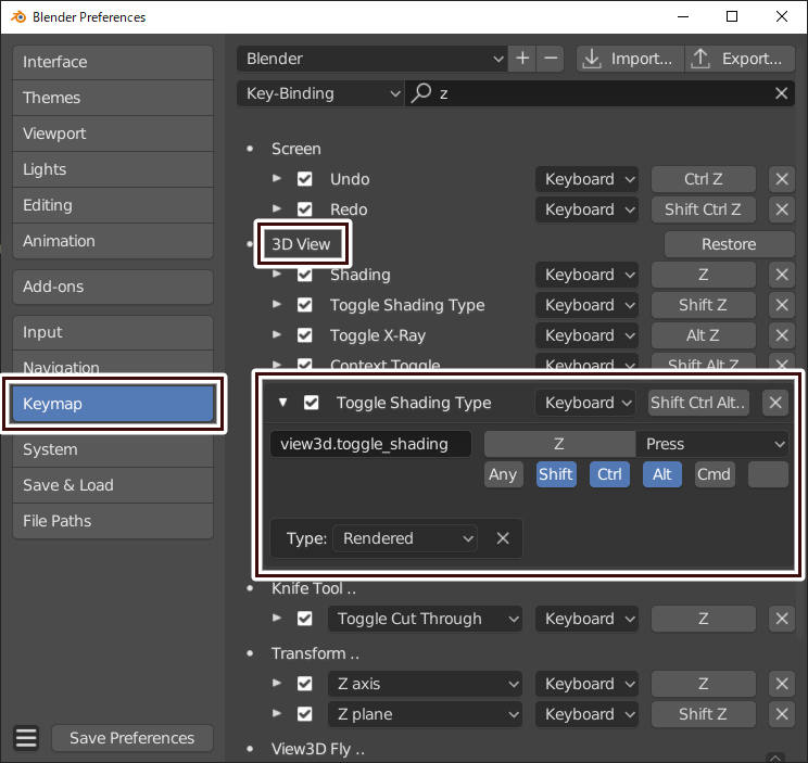 blender add shortcut