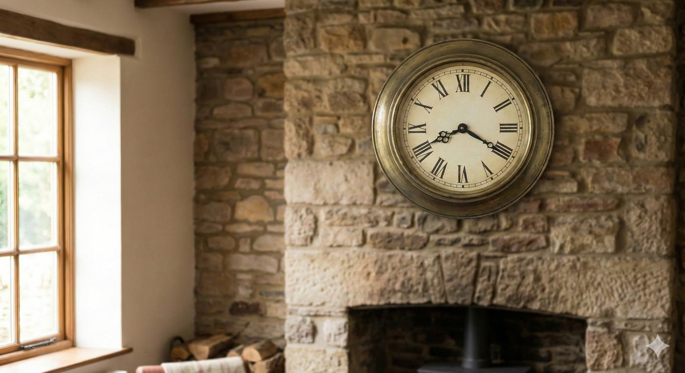 Nano Banana Pro<br/>時計はボケていないのに時計のかかっている暖炉はボケているので<br/>明らかに後から合成している