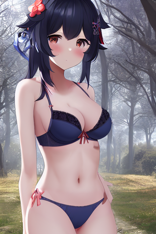 プロンプト例:masterpiece, best quality, 1girl in the park, blue archive, genshin, underware, bra, panties